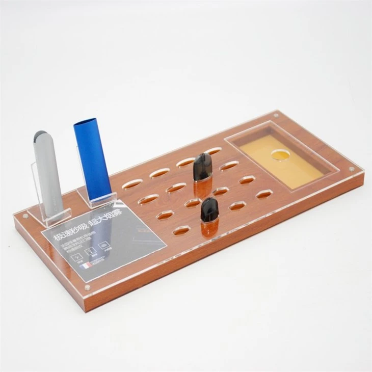 Wood Grain Acrylic Electronic Cigarette Display Rack